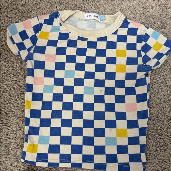 La Paloma Toddler Pajamas Organic Cotton Blue Cobalt Checker size 2-3 - Picture 4 of 5